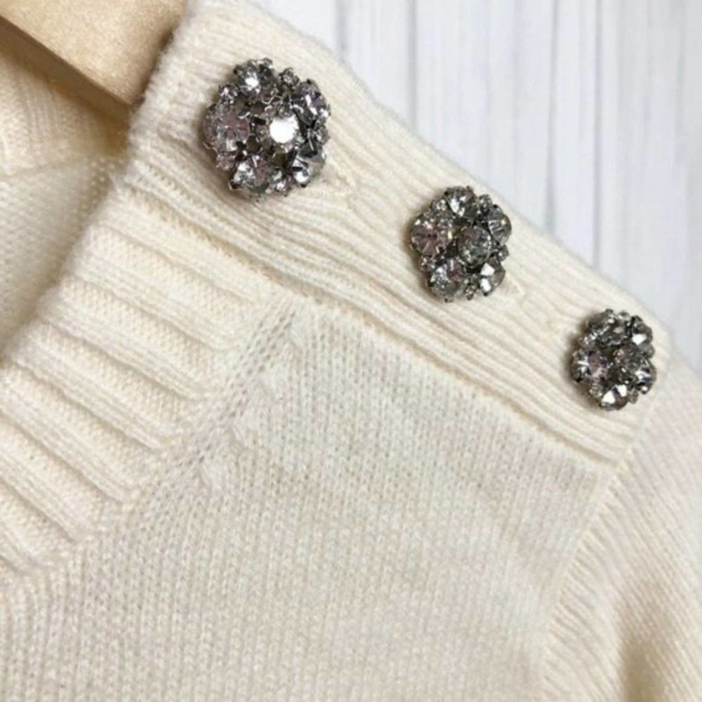 J. CREW Crewneck Sweater with Jeweled Buttons - Picture 4 of 7
